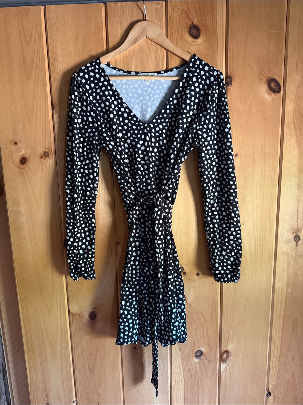 Black and White Polka Dot Wrap Dress - Classic Tie-Waist